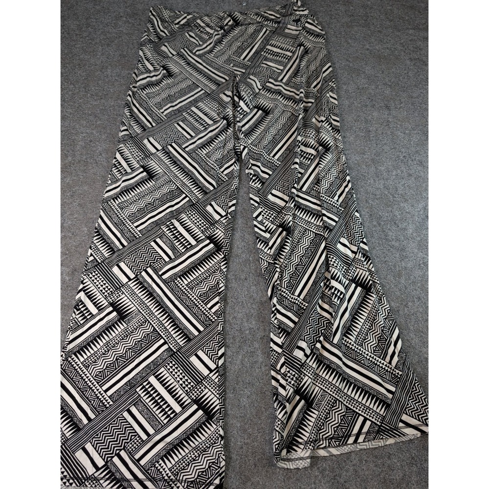 Victoria's Secret PINK Pajama Pants Large Black White Geometric Wide Leg Lounge